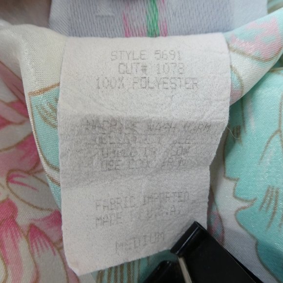 LA Intimates Vintage 80s Satin Pastel Floral Slip Robe Tie Belt 3pc Set USA - Picture 8 of 8